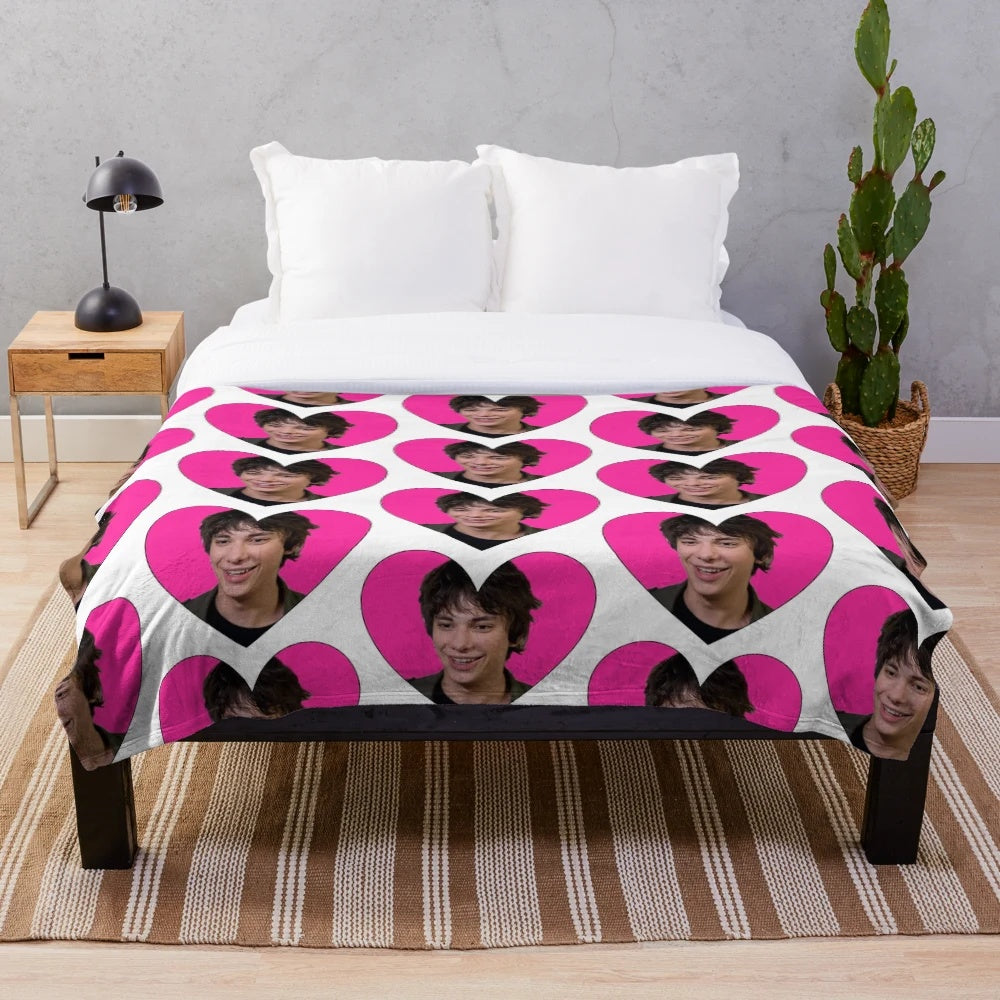 Rodrick-inspired plush blanket with heart design