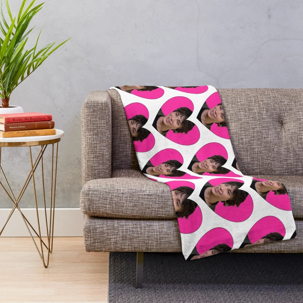 Rodrick-inspired plush blanket with heart design