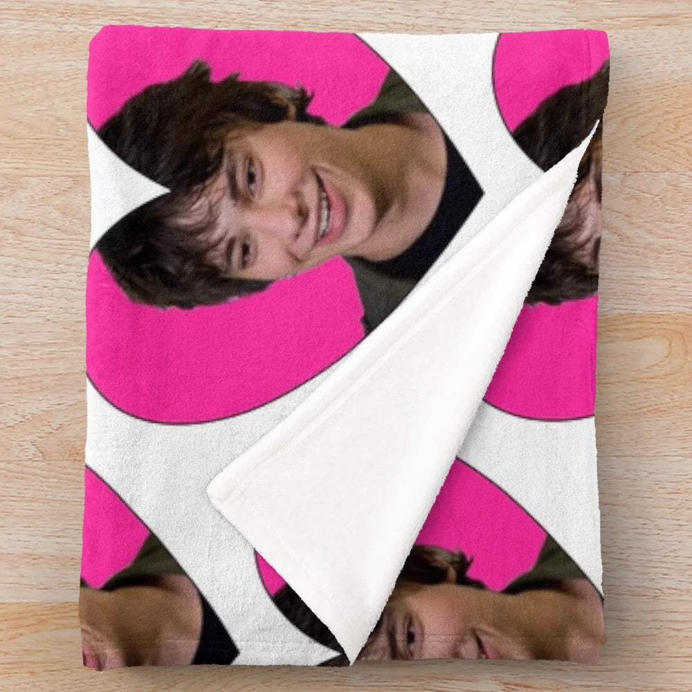 Rodrick-inspired plush blanket with heart design