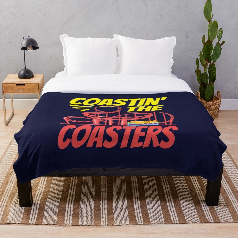 Roller coaster themed plush blanket for summer vacation and travel