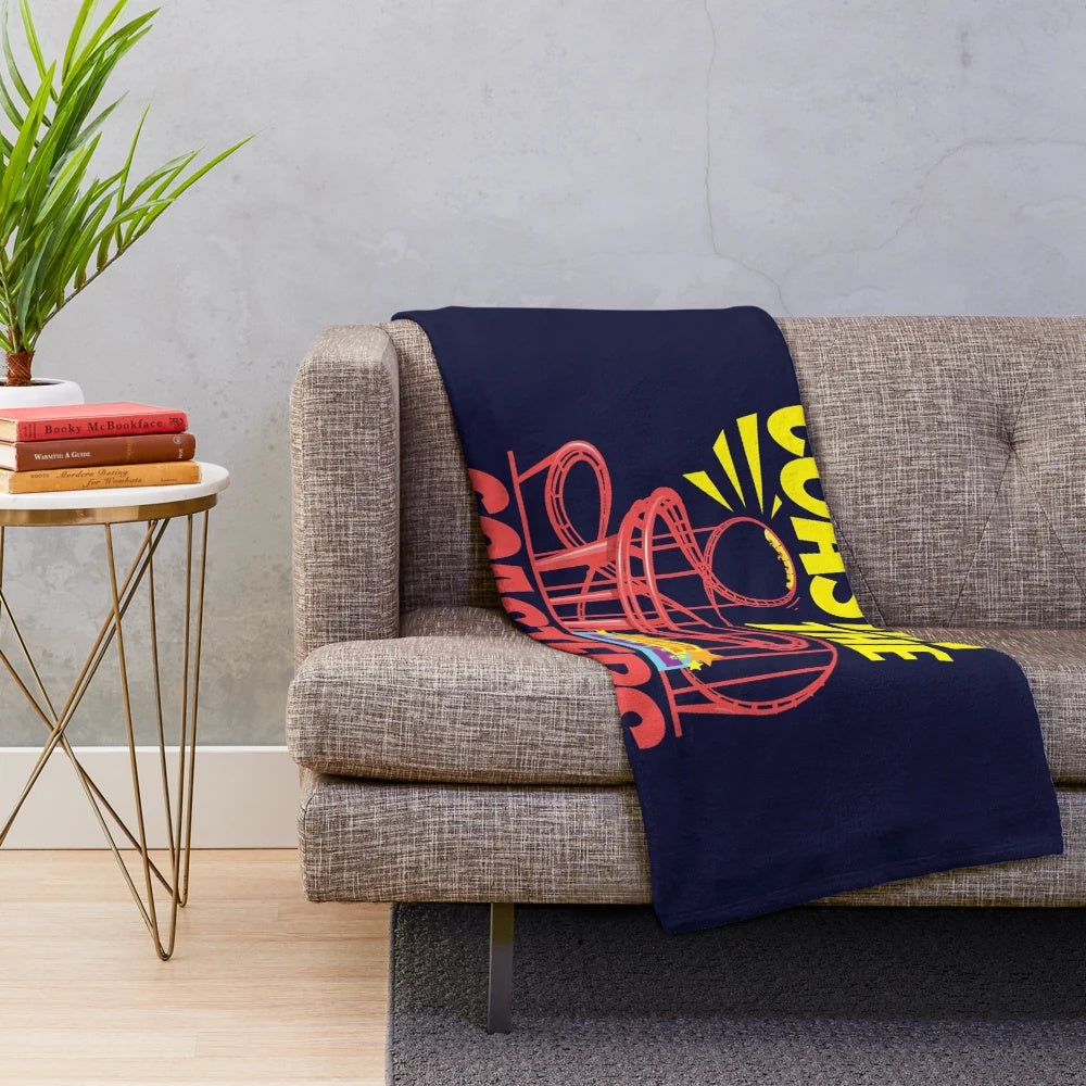 Roller coaster themed plush blanket for summer vacation and travel