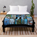 Roller coaster thrill plush blanket with amusement park collage design