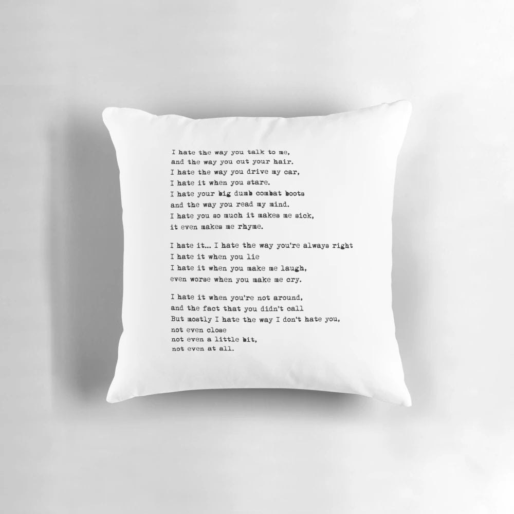 Romantic 10 Things I Hate About You inspired couple pillow featuring Patrick and Kat