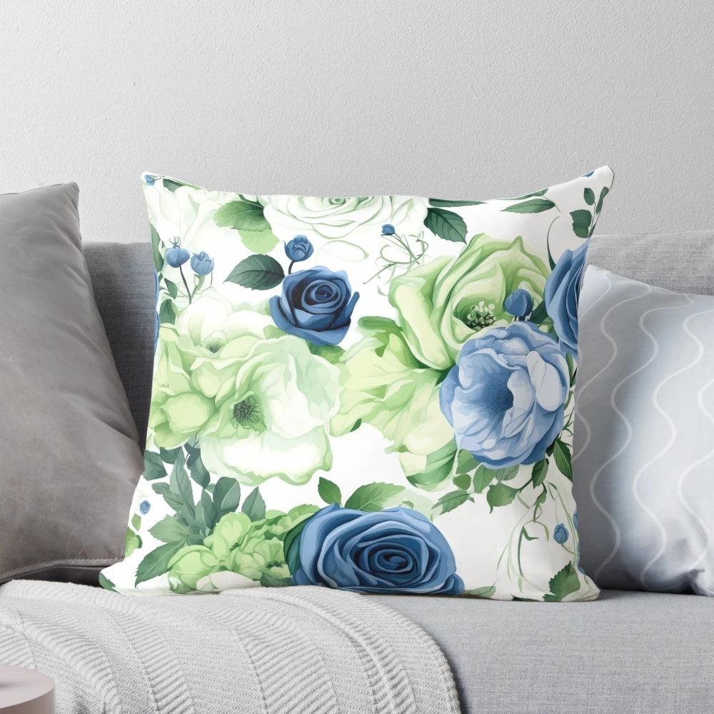 Exquisite blue rose pillow with a symbolic and inspiring design, perfect for adding a touch of romance to any bedroom or living room.