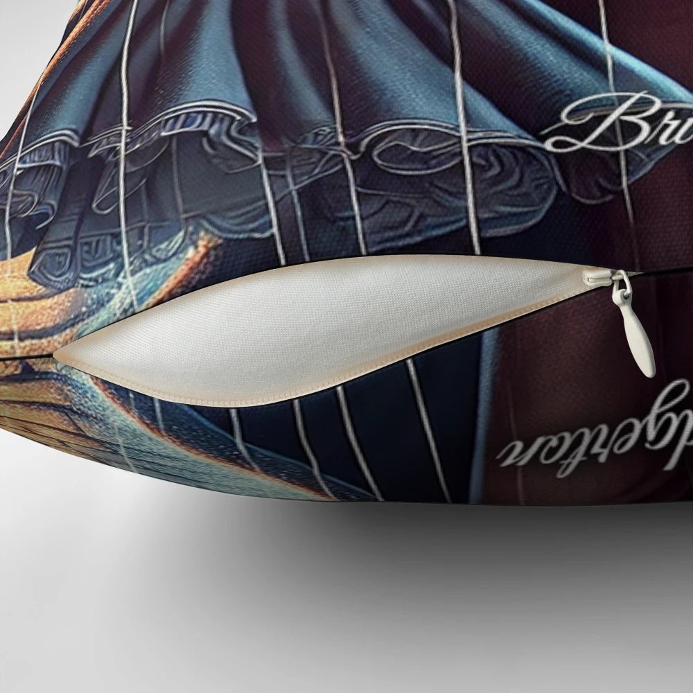 Romantic Bridgerton-inspired pillow featuring Kate and Anthony in a tender embrace under the rain