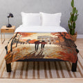 Plush blanket with couple walking through a picturesque Italian cityscape