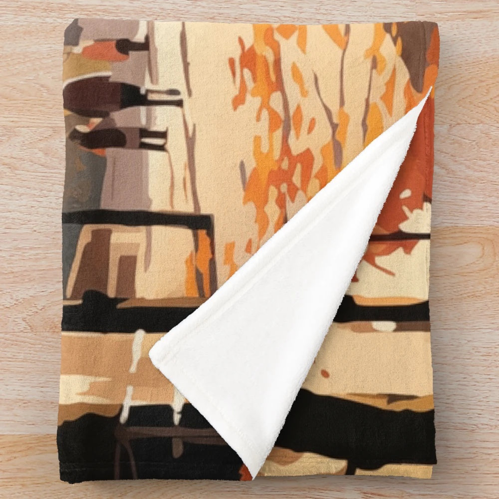 Plush blanket with couple walking through a picturesque Italian cityscape