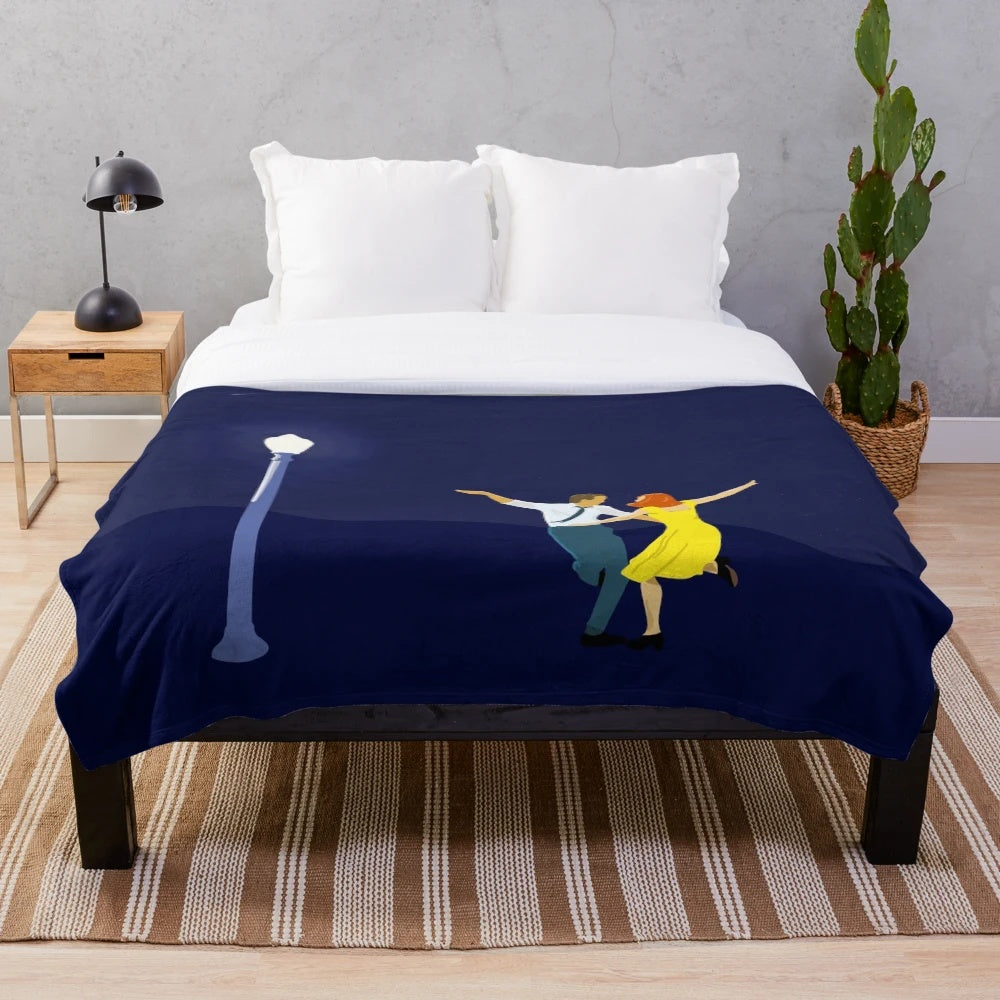 Plush blanket featuring a dancing couple in a romantic lamplight scene