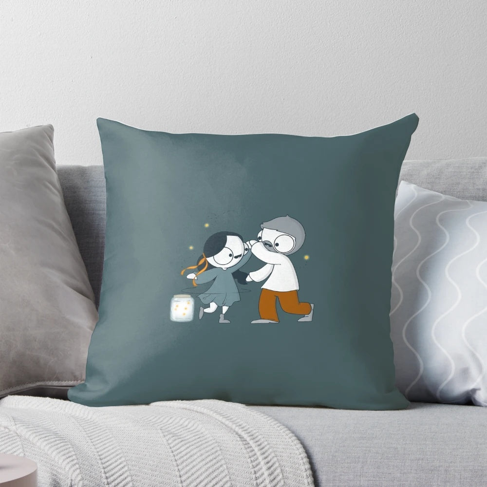 A decorative pillow featuring a dancing couple from the popular Catana Comics series.