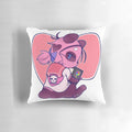 A designer pink panda pillow with a heart shape, perfect for couples and home decor