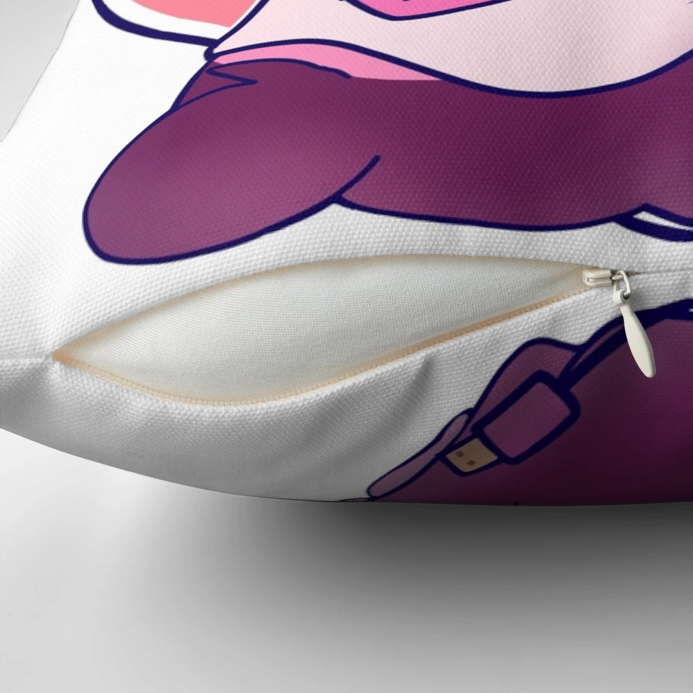 A designer pink panda pillow with a heart shape, perfect for couples and home decor