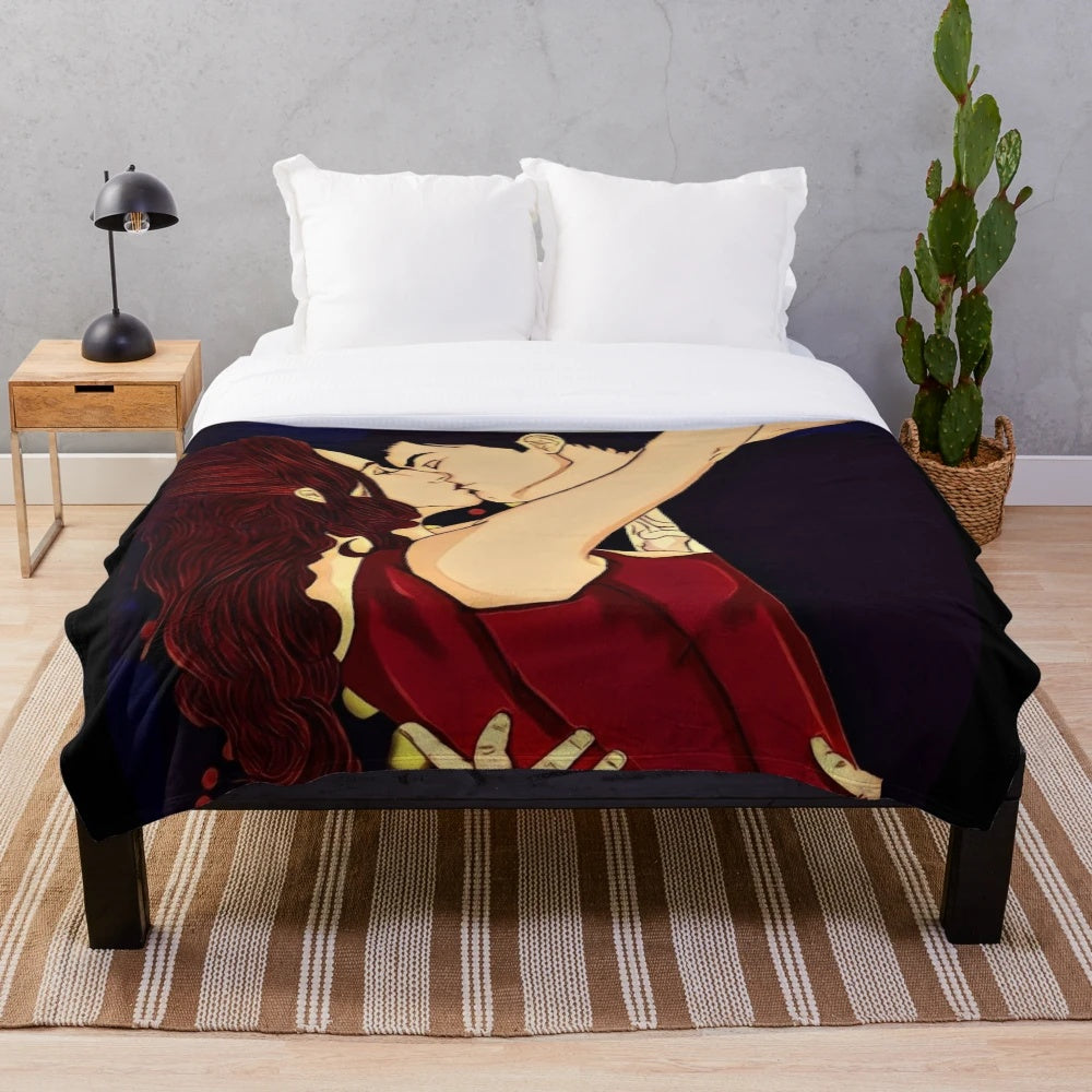 Plush blanket featuring a romantic love story inspired by a classic film