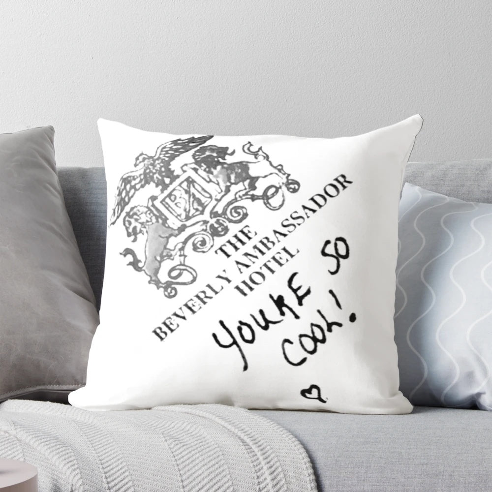 Decorative throw pillow featuring the handwritten quote "You're So Cool!" from the 90s alternative film