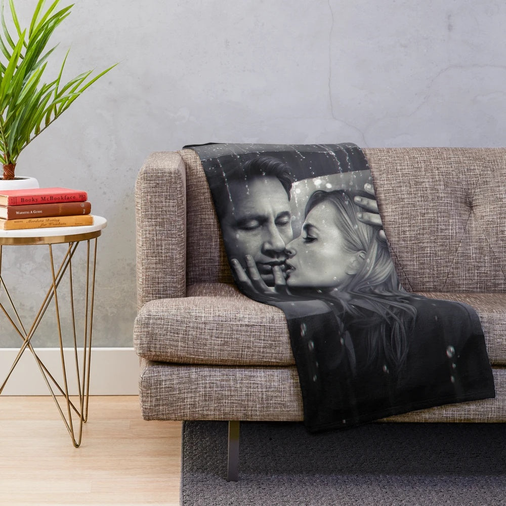 Mulder and Scully Inspired Plush Blanket for Rainy Day Snuggling