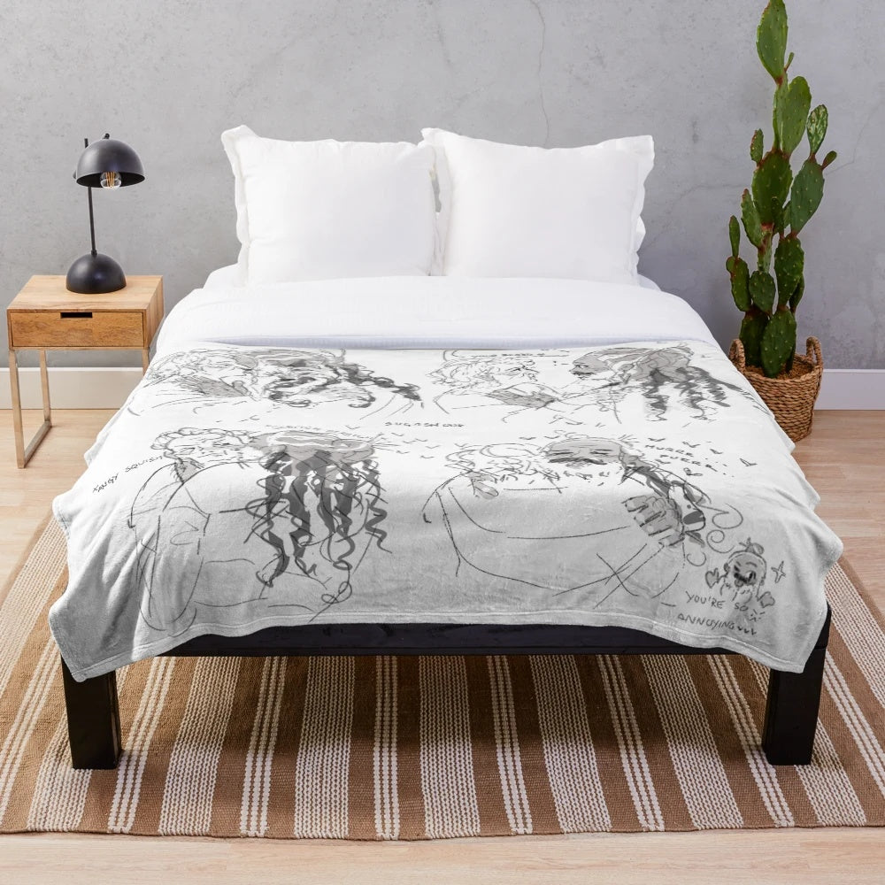 Plush blanket with a romantic design for couples