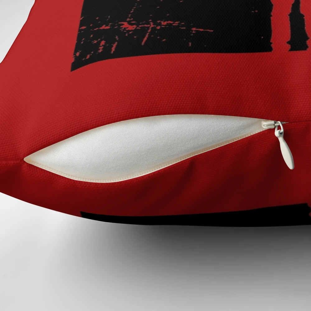 Romantic Zombie Pillow with heart and brain graphics