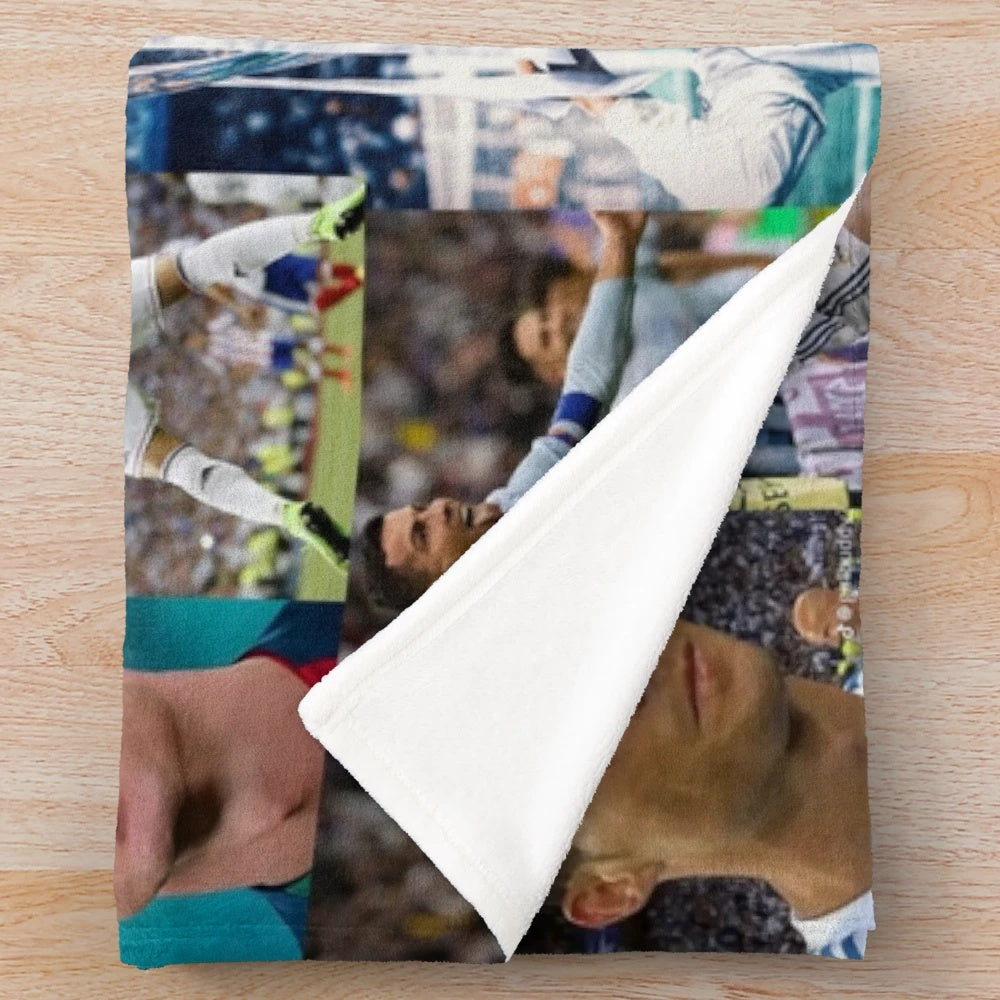 Ronaldo collage plush blanket featuring the legendary footballer