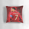 Ronaldo-themed custom pillow with player's portrait and soccer ball design
