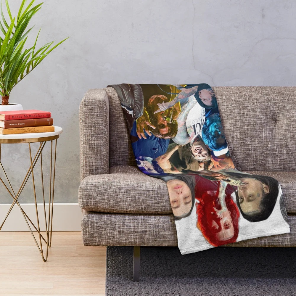 Ronnie Radke photo collage printed on a soft, cozy plush blanket