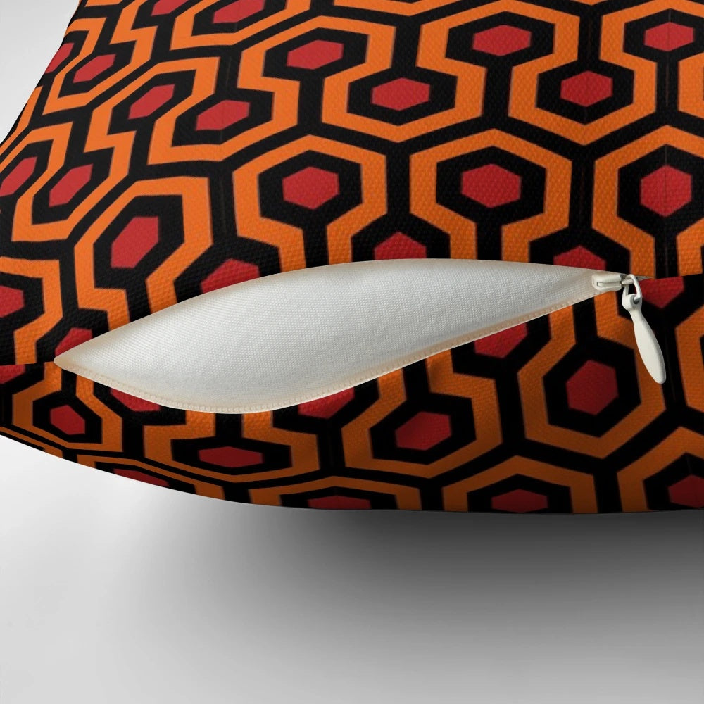 Room 237 inspired pillow featuring the iconic carpet pattern from Stanley Kubrick's horror classic, The Shining.