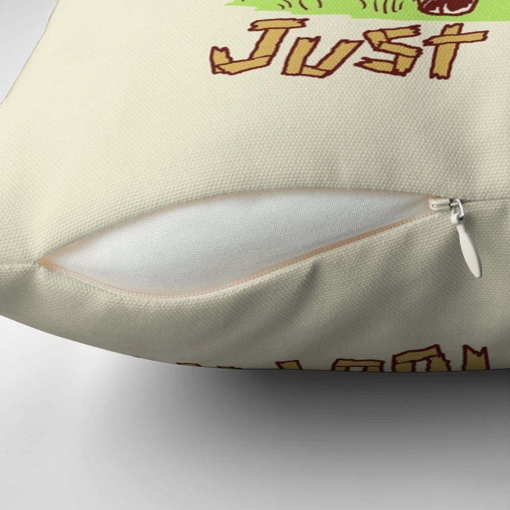 Rustic pillow featuring a fox in cowboy attire, perfect for a wild west-themed room.