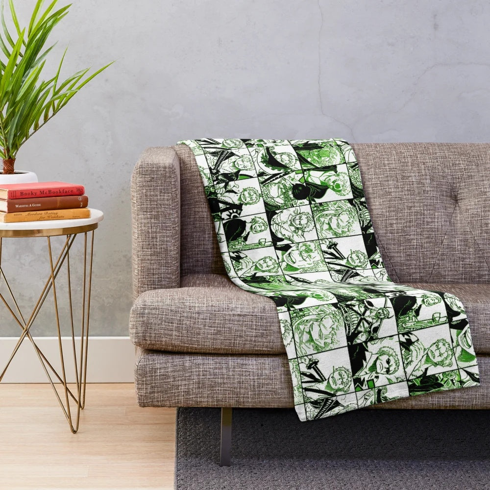 Roronoa Zoro from One Piece Manga Panel Collage Plush Blanket