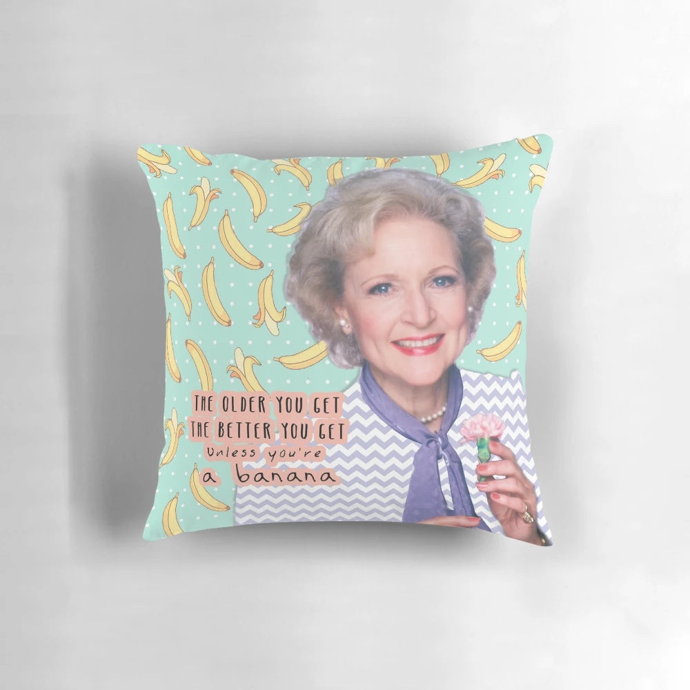 Rose Nylund, the beloved character from the 80s/90s sitcom Golden Girls, featured on a cozy pillow