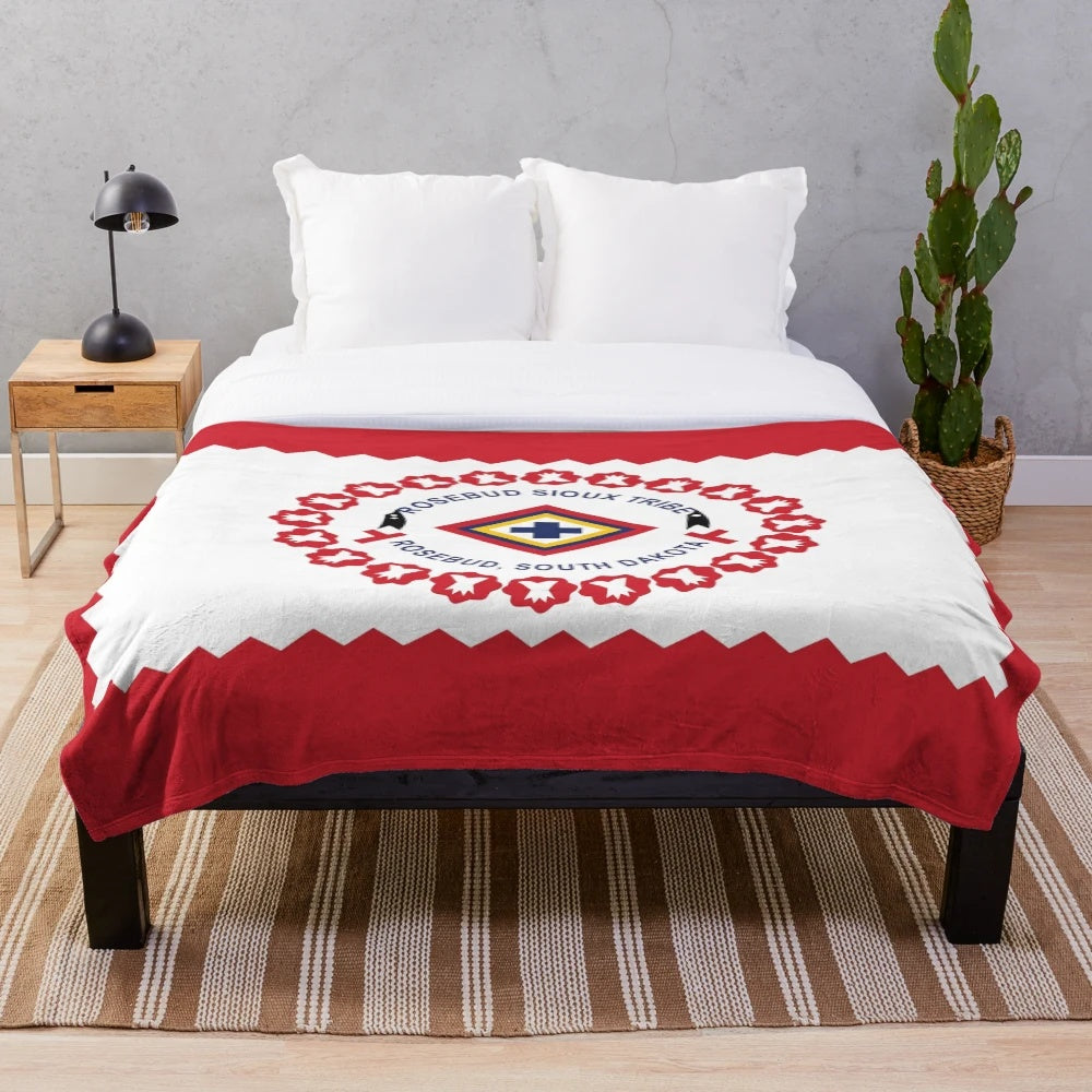Plush blanket featuring the flag of the Rosebud Sioux Tribe of the Rosebud Indian Reservation, USA