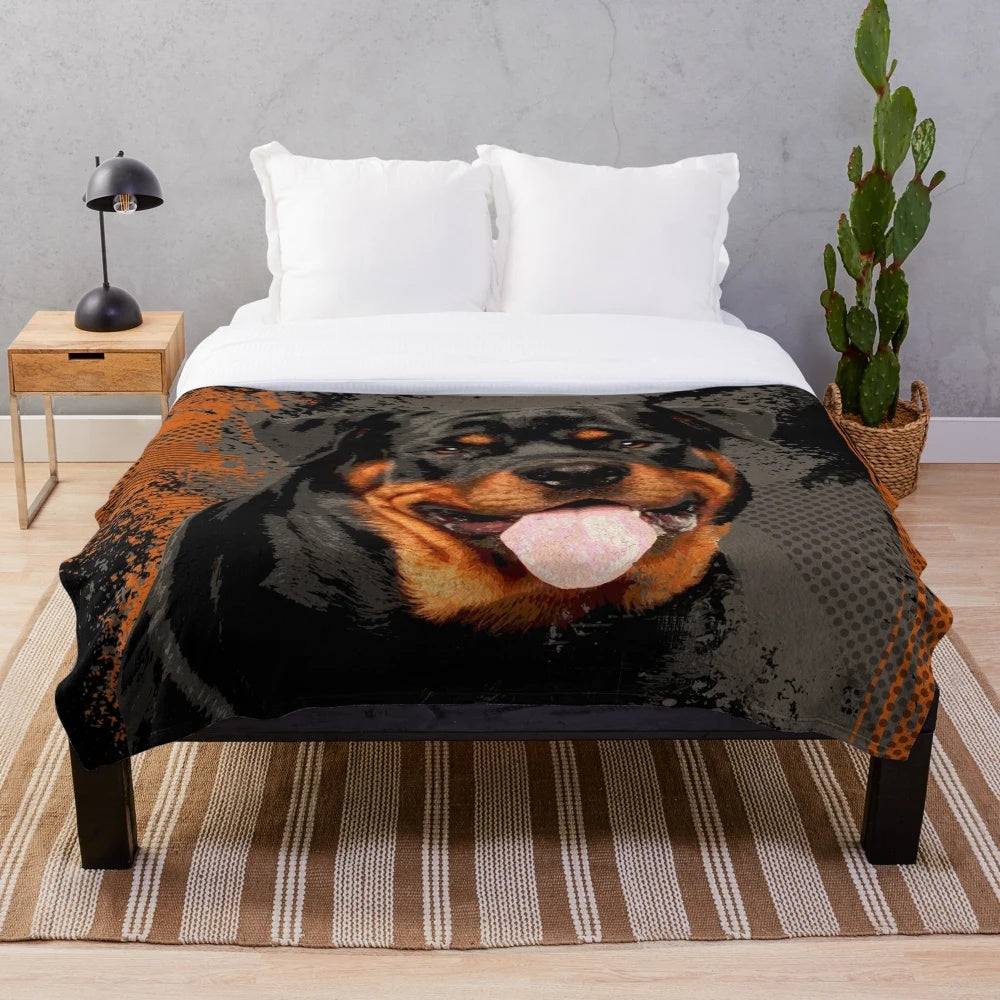 Rottweiler Metzgerhund digital art inspired plush blanket