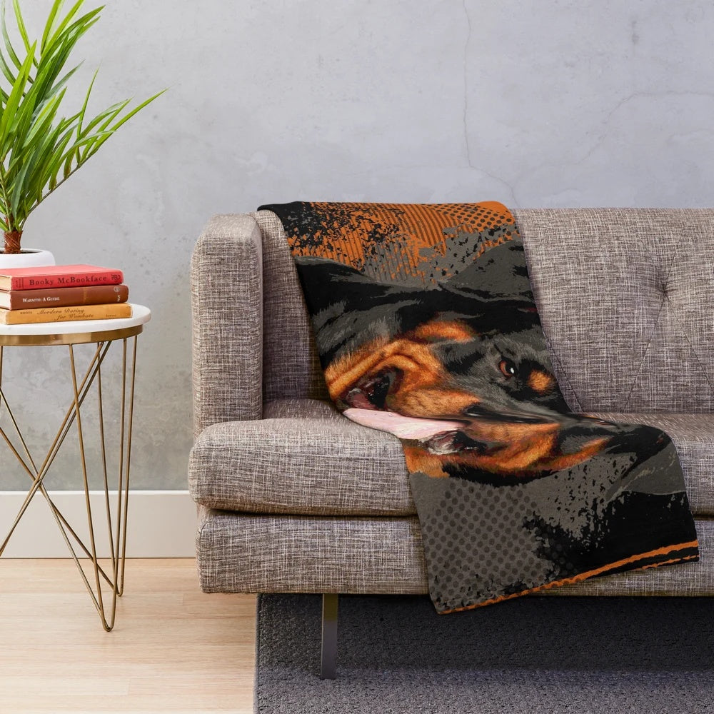 Rottweiler Metzgerhund digital art inspired plush blanket