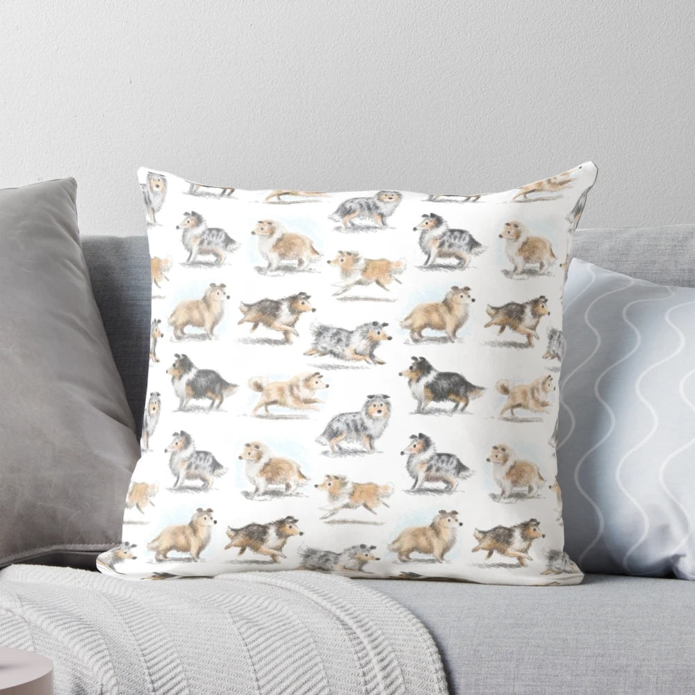 Rough collie herding dog breed pillow