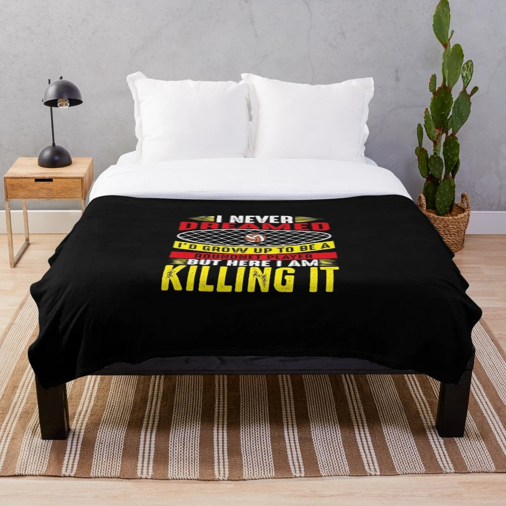 Roundnet player plush blanket