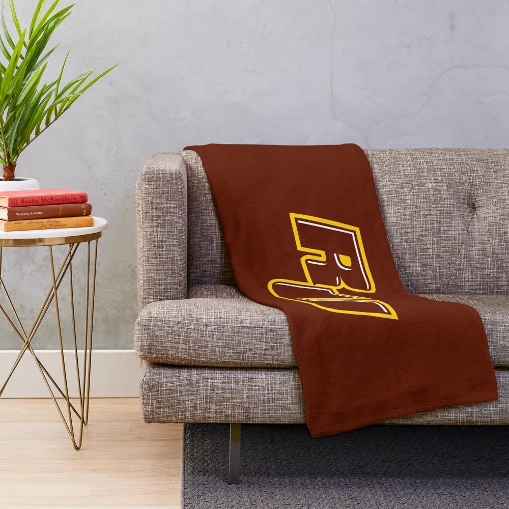 Rowan University inspired plush blanket with various varsity sports logos