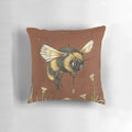Royal Bee Pillow with Intricate Floral Designs and Flying Bees