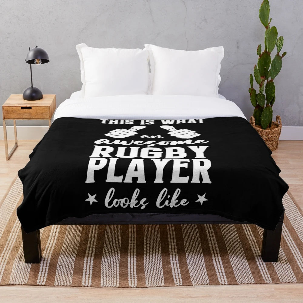 Rugby Player Plush Blanket