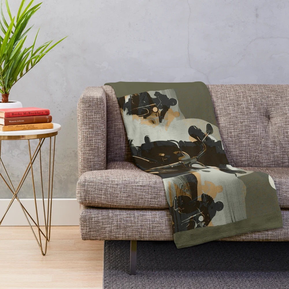 Plush blanket for motorcycle enthusiasts and adventure seekers