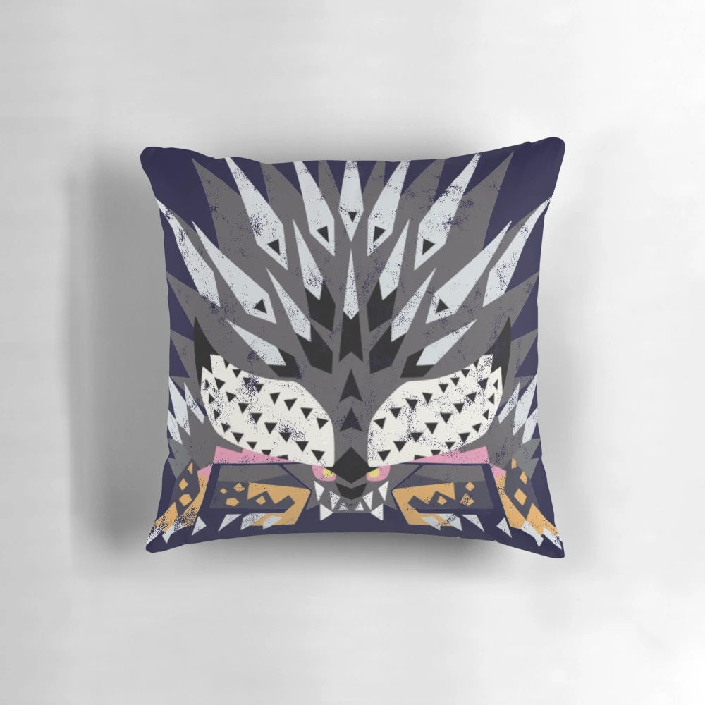 Monster Hunter-inspired Ruiner Nergigante Kanji design printed on a plush pillow