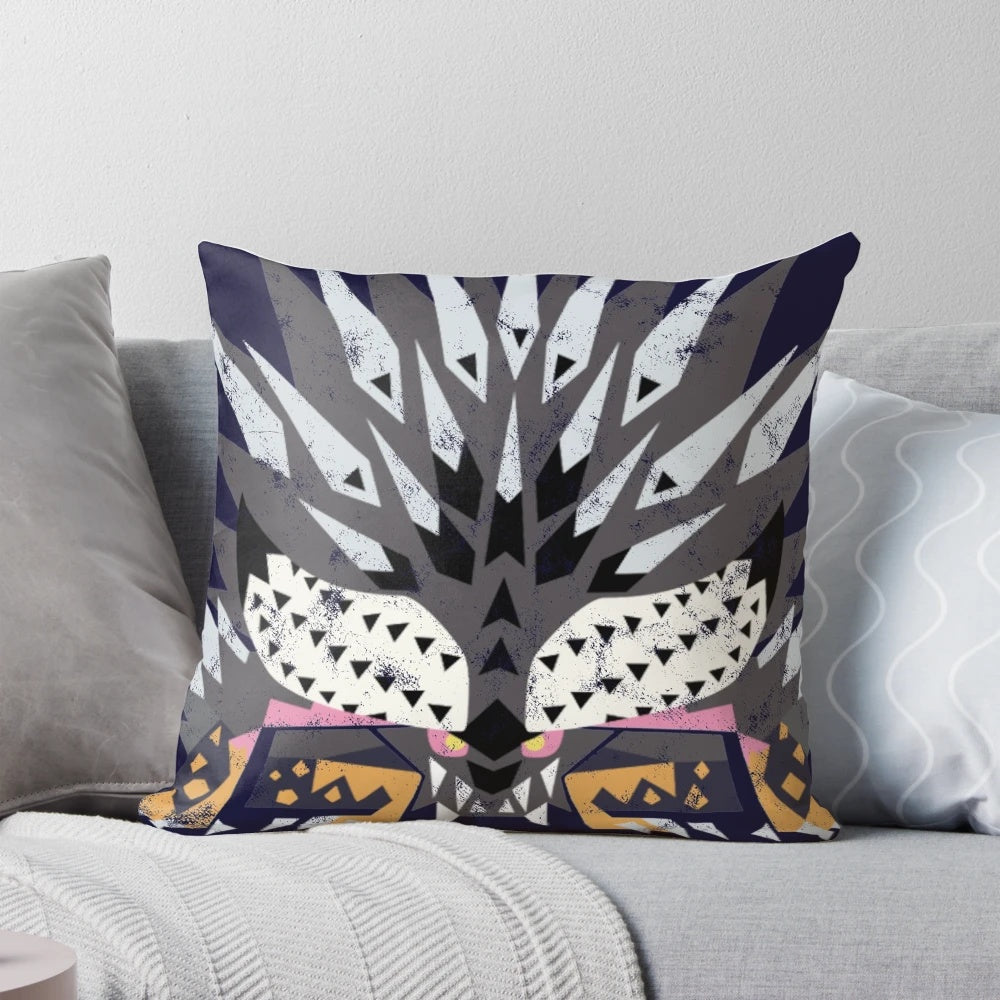 Monster Hunter-inspired Ruiner Nergigante Kanji design printed on a plush pillow