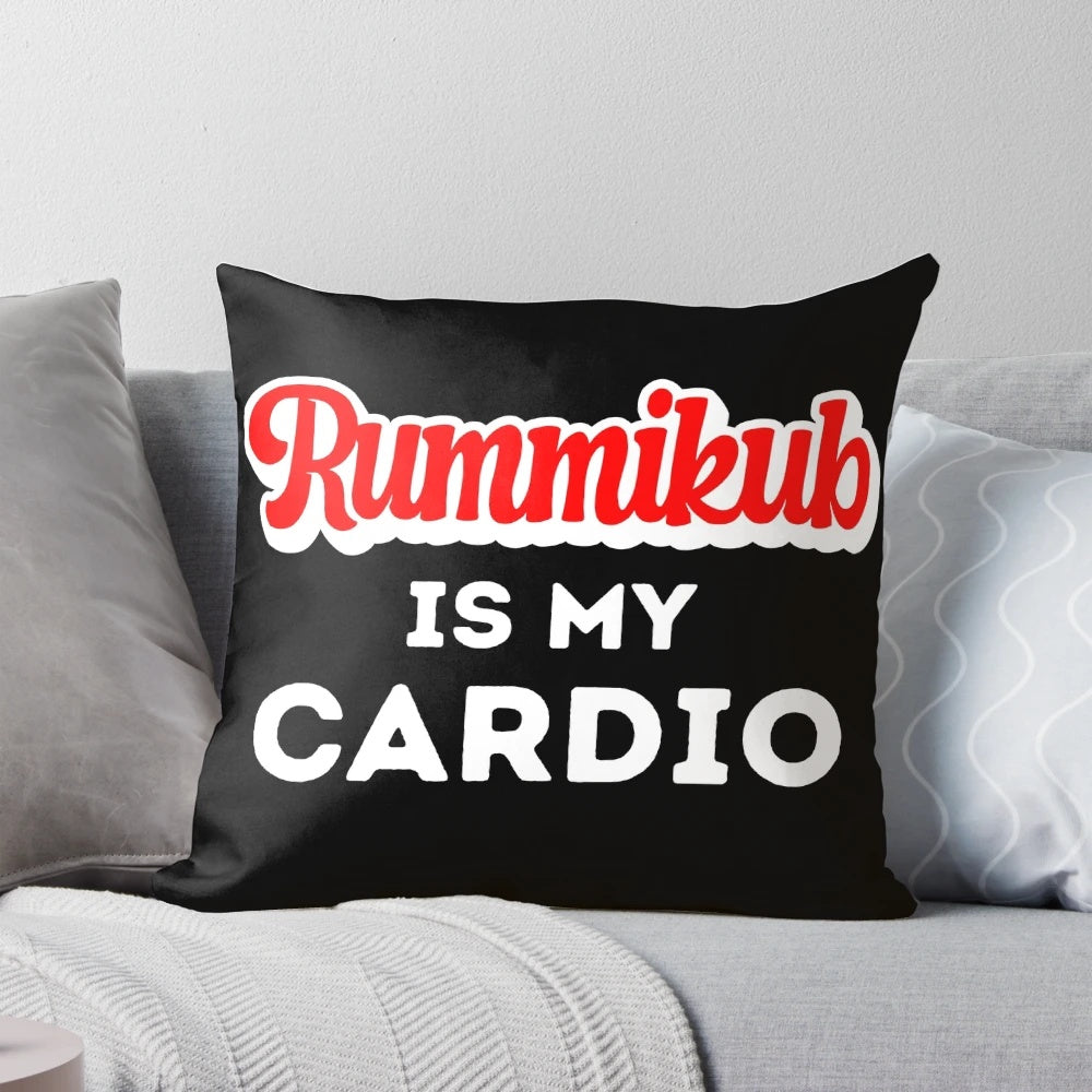 Rummikub board game pillow with a playful and humorous design