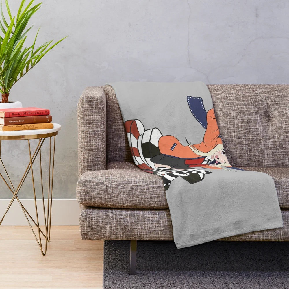 Runa Yomozuki inspired anime plush blanket with gambling themed design