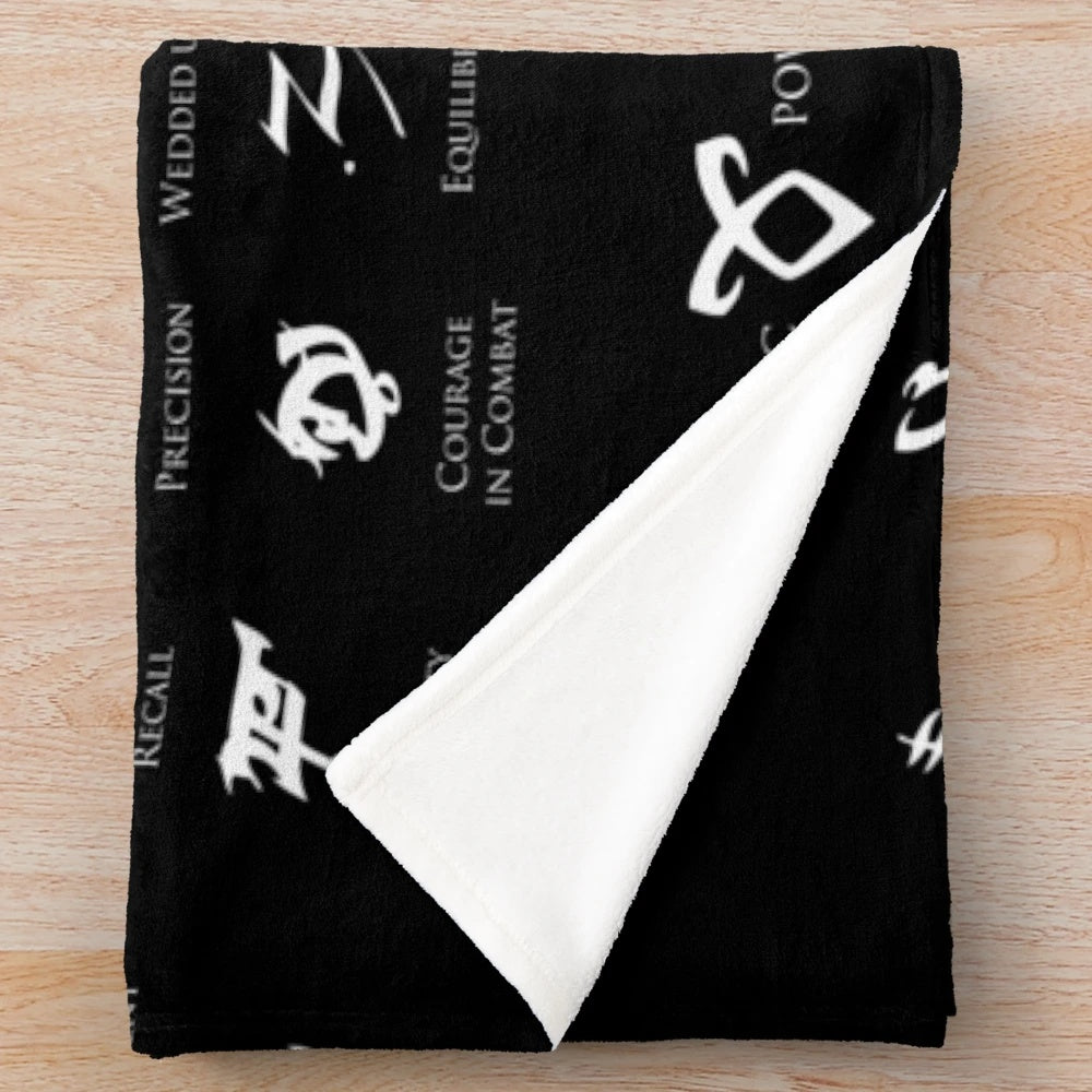 Runes inspired plush blanket with Shadowhunters design