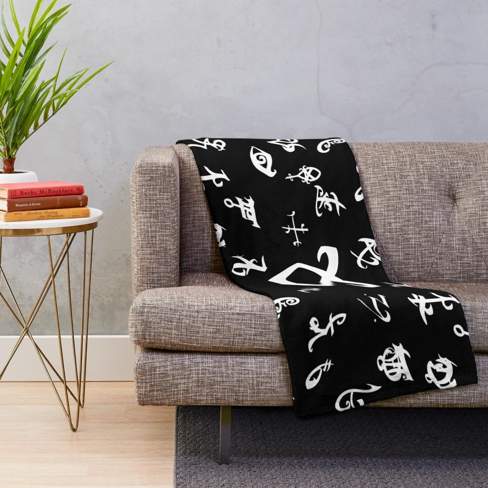 Runes themed plush blanket featuring Shadowhunters characters and symbols