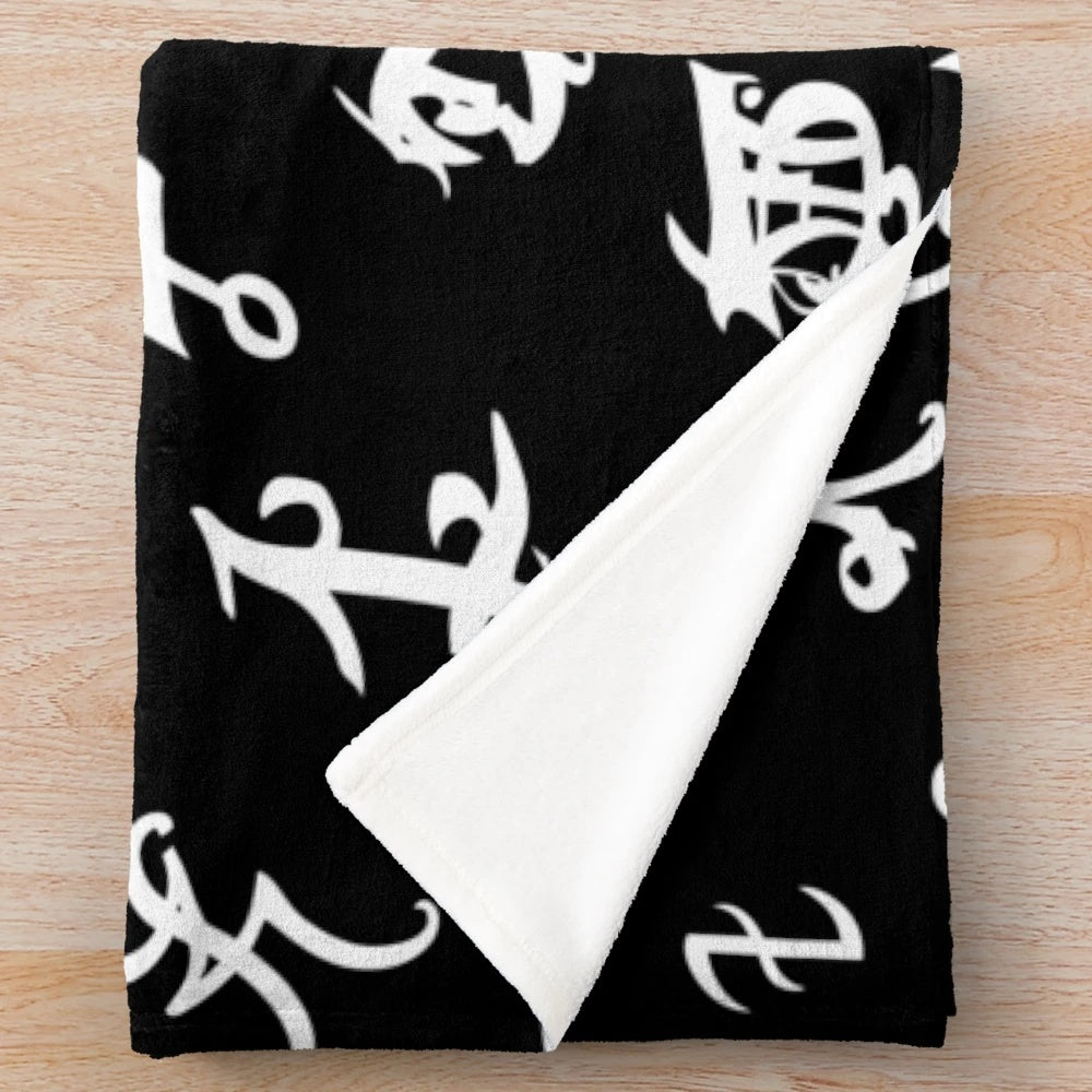 Runes themed plush blanket featuring Shadowhunters characters and symbols