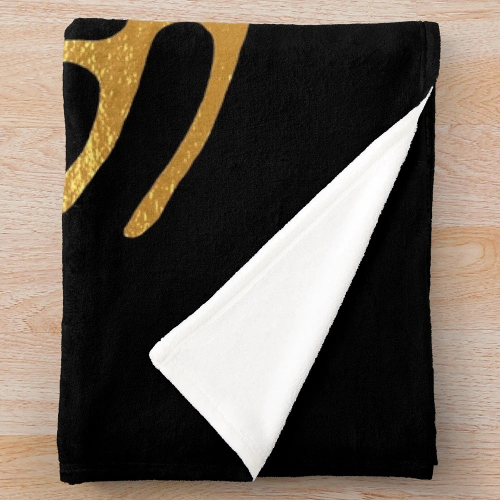 Plush Blanket Featuring Runic Compass and Viking Ship Design