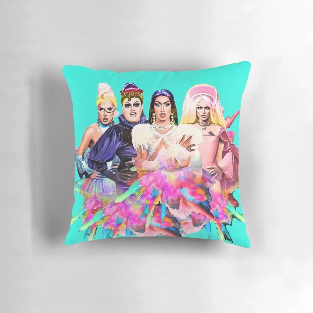 "RuPaul's Drag Race UK United Kingdolls Pillow featuring the queens of the UK franchise"