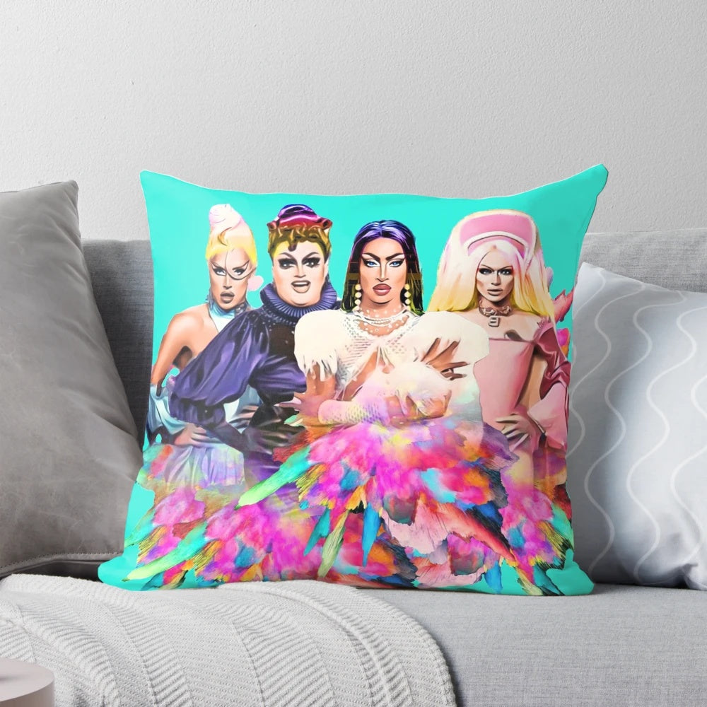 "RuPaul's Drag Race UK United Kingdolls Pillow featuring the queens of the UK franchise"