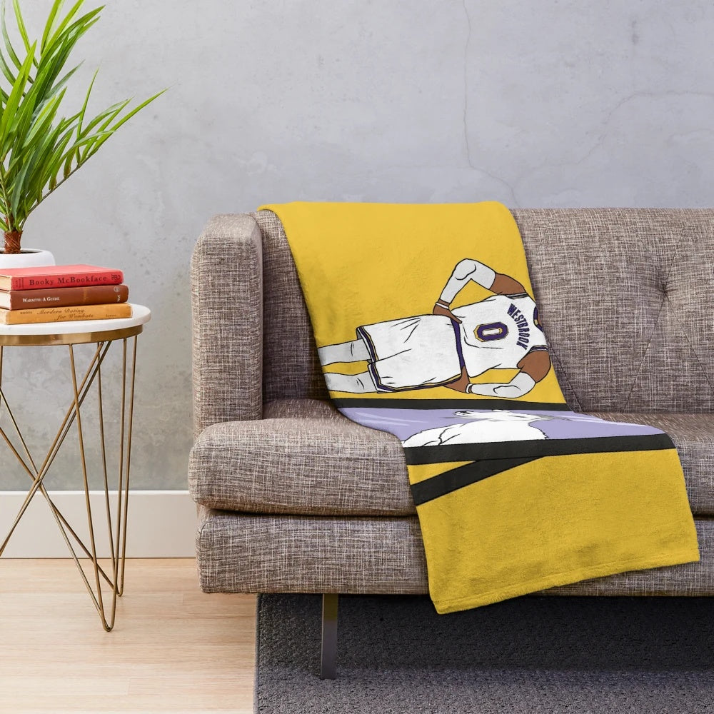 Russell Westbrook Lakers Inspired Plush Blanket
