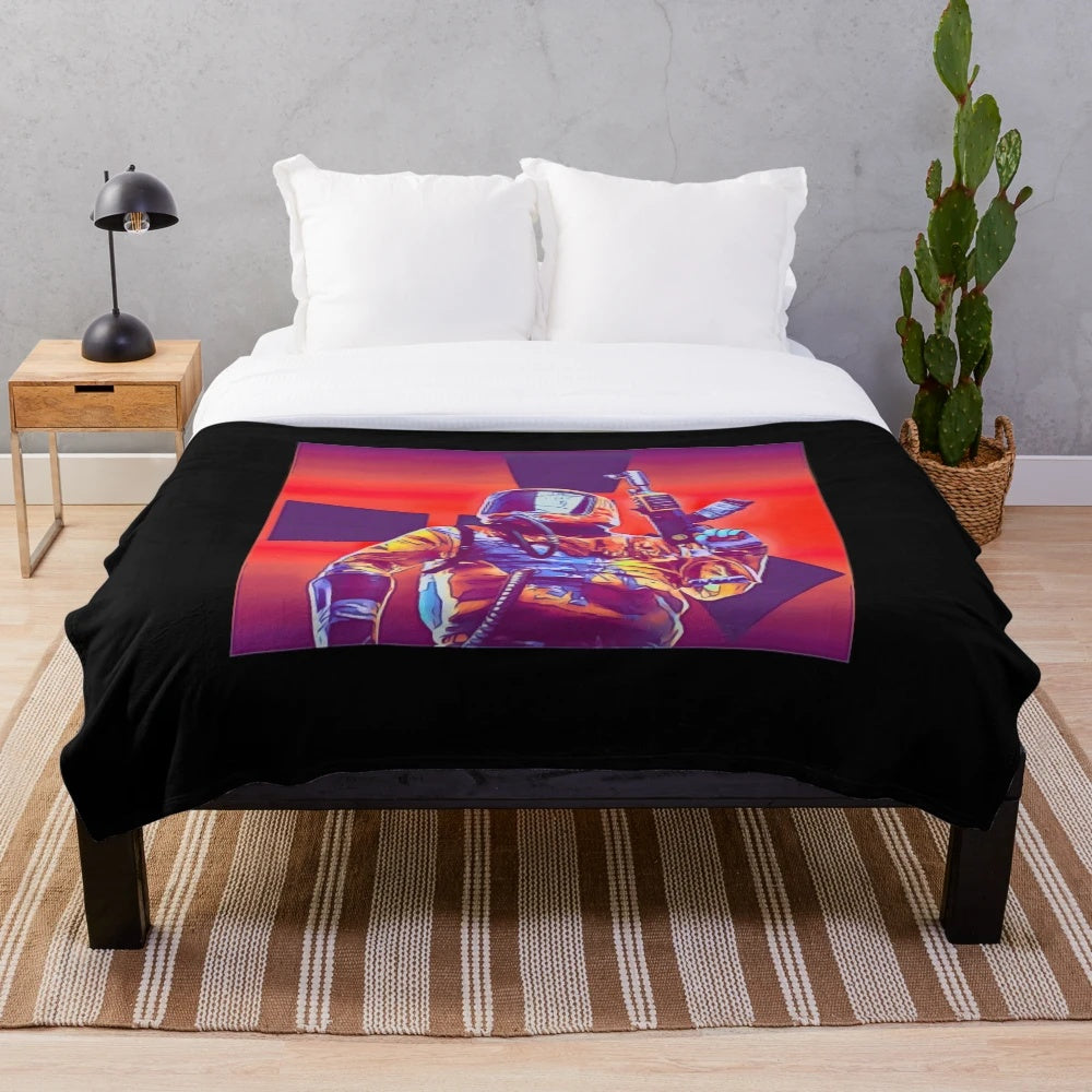 Rust Game Plush Blanket featuring the game's recognizable hazmat suit design