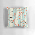 Decorative birch tree design pillow for a cozy, natural home