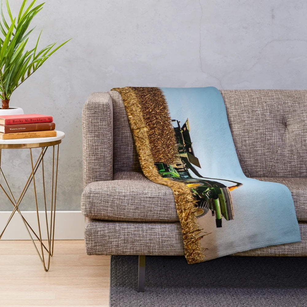 Corn harvest plush blanket with rustic farm design